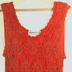 Joseph A Crocheted Sleeveless Top Rust-Colored Excellent Lined Large